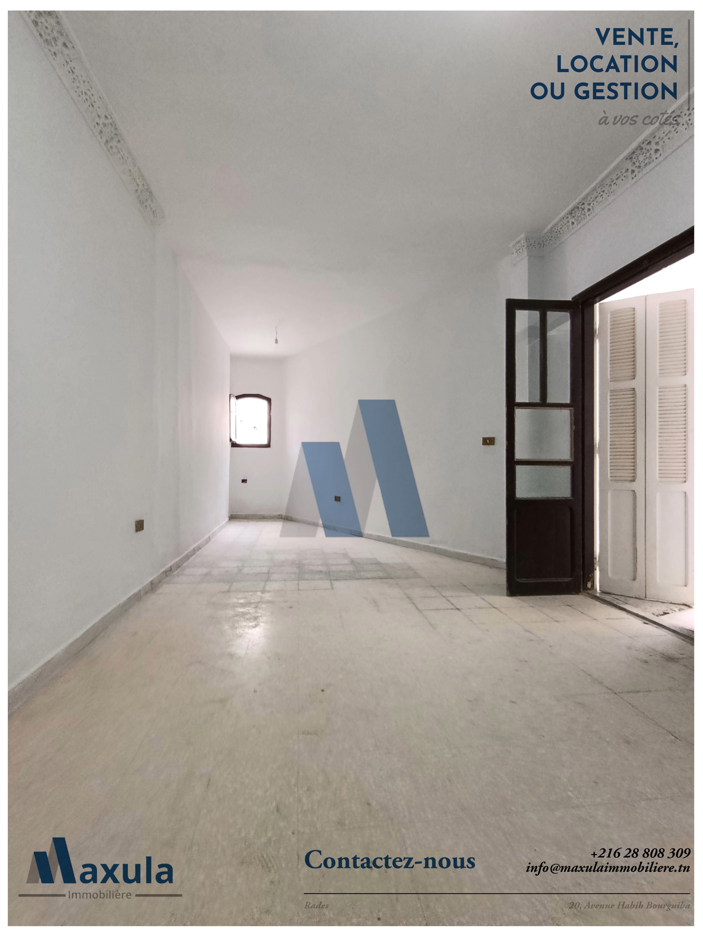 Rades&nbsp;Cite Rades 2&nbsp;Location&nbsp;Appart. 4 pi�ces&nbsp;Etage villa s3 au rez de chaussee a rades 2