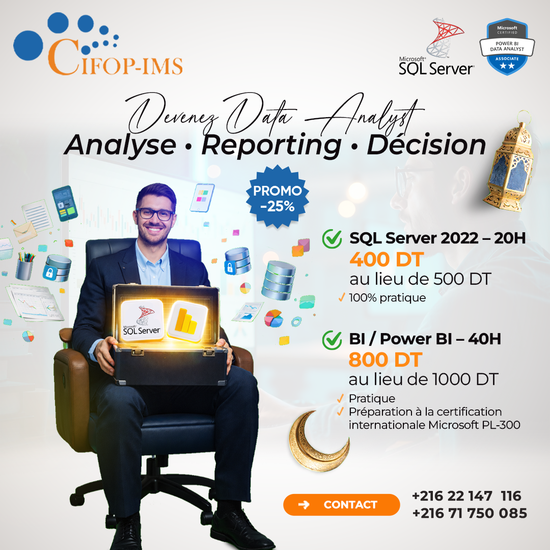 El Menzah&nbsp;El Menzah 1&nbsp;En groupe&nbsp;Autre&nbsp;Parcours data analyst