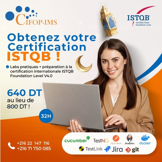 Ariana Ville&nbsp;Cite Ennasr 2&nbsp;En groupe&nbsp;Autre&nbsp;Testeur logiciel istqb