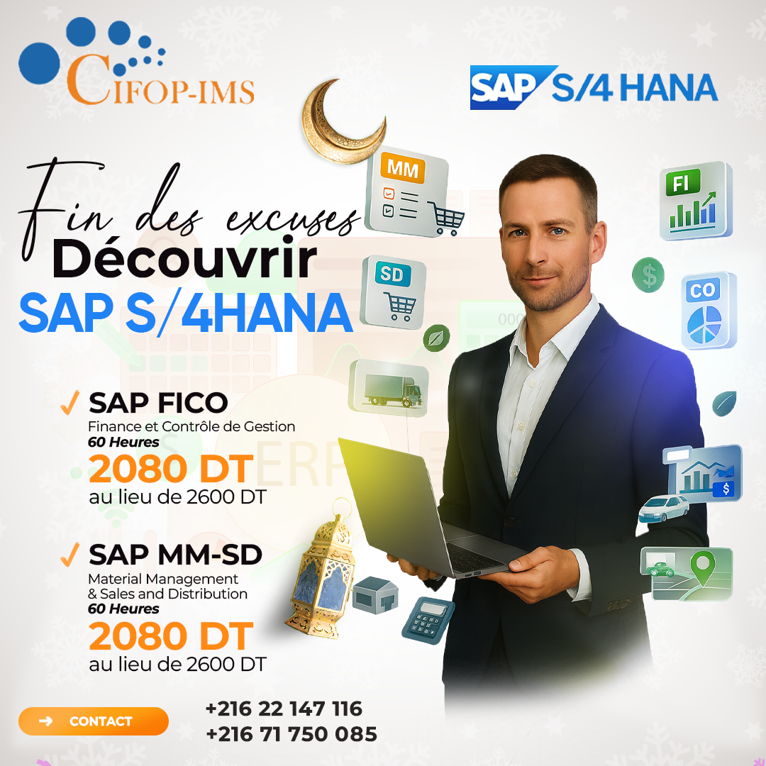 El Menzah&nbsp;El Menzah 1&nbsp;En groupe&nbsp;Autre&nbsp;Formation sap sur  s4hana