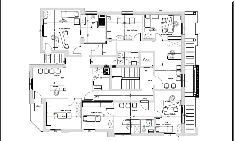Mnihla&nbsp;Jardins d'el Menzah&nbsp;Location&nbsp;Appart. 2 pi�ces&nbsp;Cabinets m�dicaux partag�s