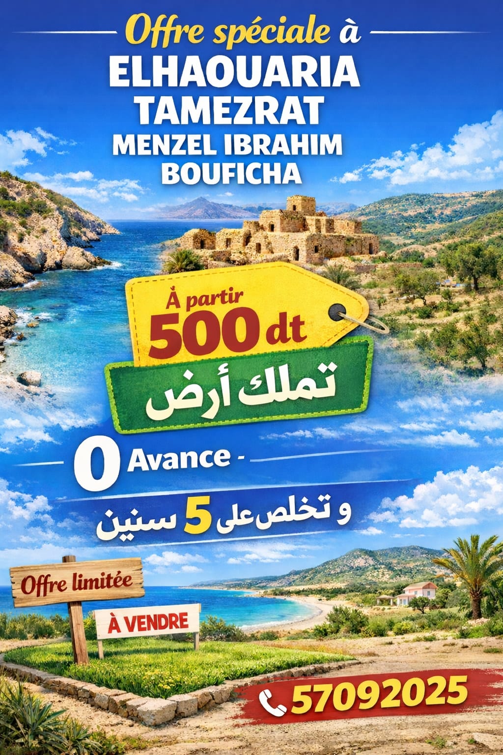 Kelibia&nbsp;Kelibia&nbsp;Terrain&nbsp;Terrain nu&nbsp;Offre sp�cial � kelibia elhaouaria bouficha