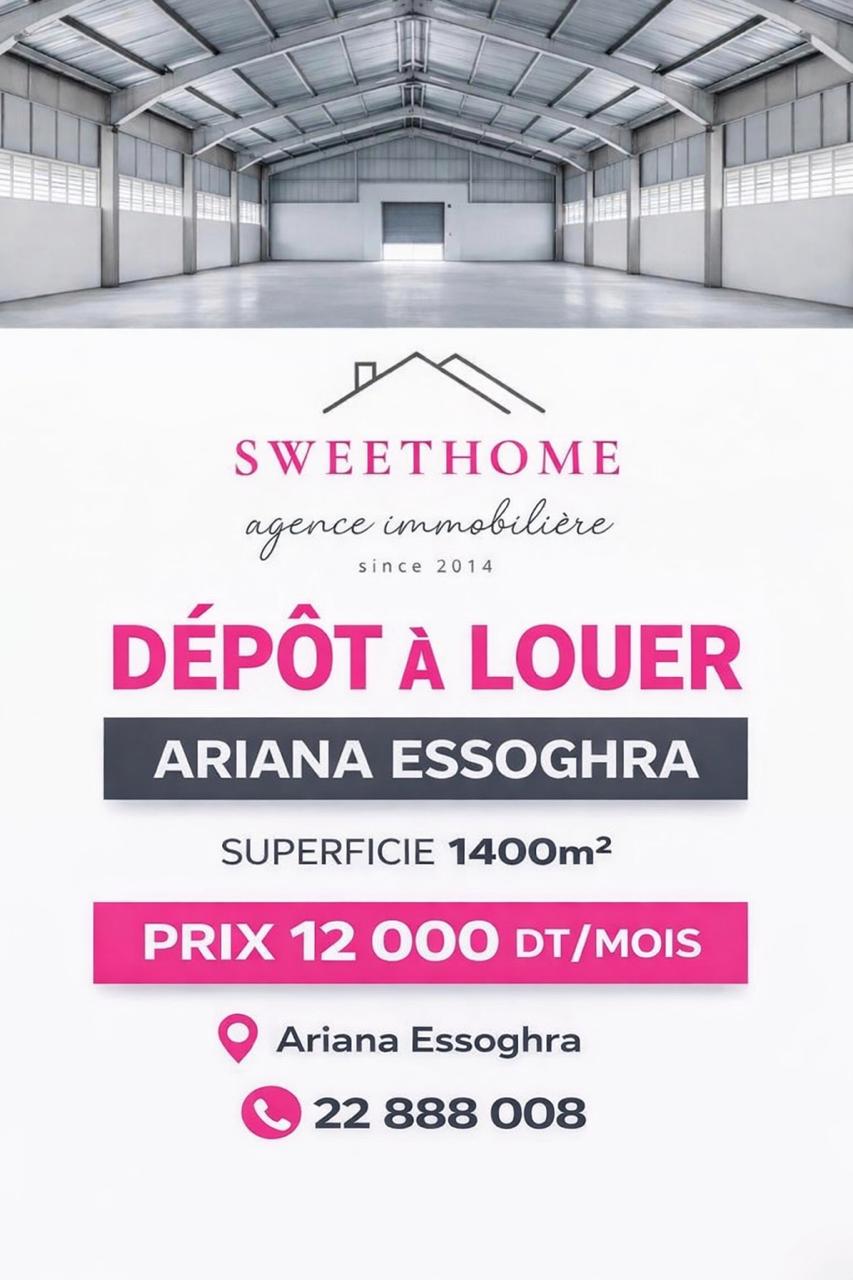 Raoued&nbsp;Ariana Essoughra&nbsp;Bureaux & Commerces&nbsp;Surfaces&nbsp;D�p�t 1400m2 � ariana essoghra