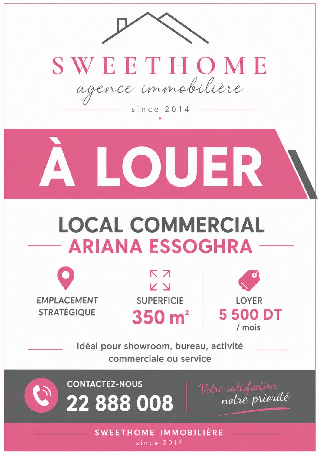 Raoued&nbsp;Ariana Essoughra&nbsp;Bureaux & Commerces&nbsp;Surfaces&nbsp;Local commercial 350m2 � ariana essoghra