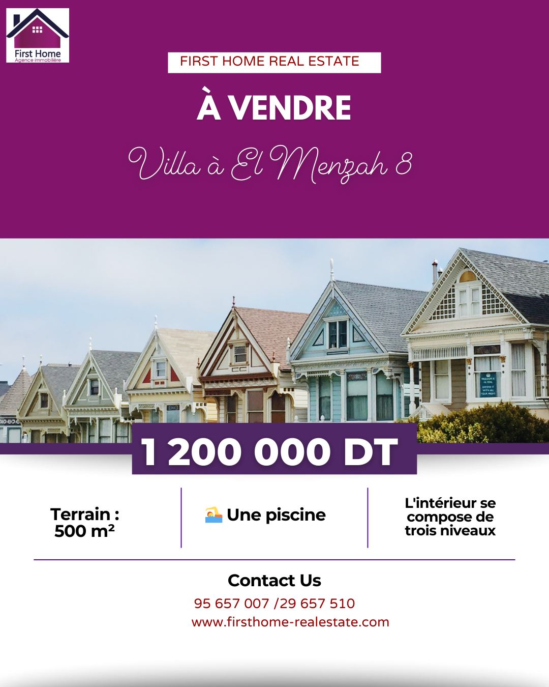 Ariana Ville&nbsp;El Menzah 8&nbsp;Vente&nbsp;Maisons&nbsp;Villa avec piscine