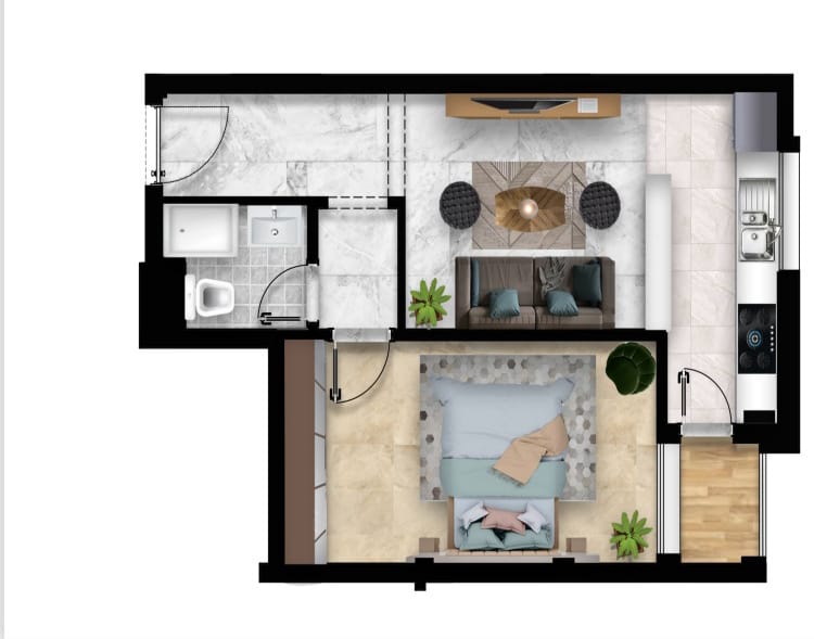 Hammam Sousse&nbsp;El Kantaoui&nbsp;Vente&nbsp;Appart. 2 pi�ces&nbsp;S1 elkantaoui