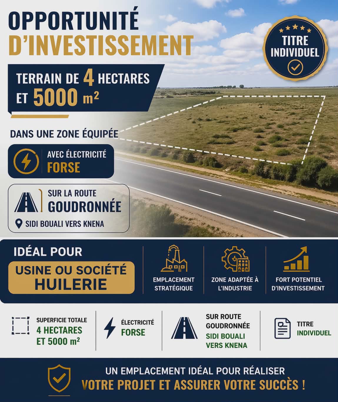 Sidi Bou Ali&nbsp;Sidi Bou Ali&nbsp;Terrain&nbsp;Terrain agricole&nbsp;Terrain 4 hectares et 5000m sidi bouali vers knena