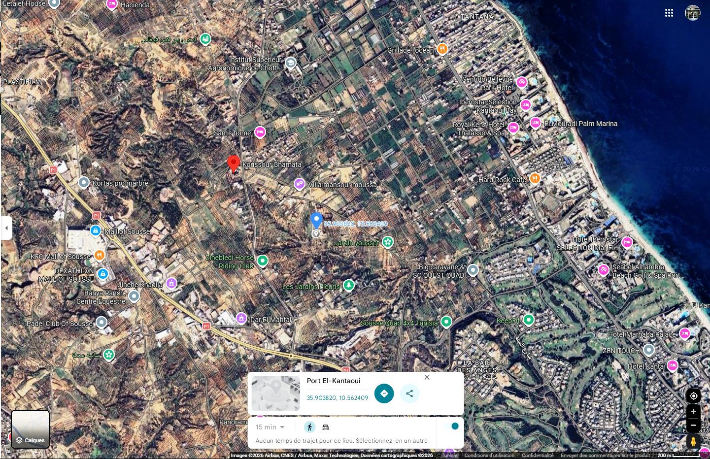 Akouda&nbsp;Chatt Meriem&nbsp;Terrain&nbsp;Terrain nu&nbsp;Lot 198m zone des villas en face koussour gharnata