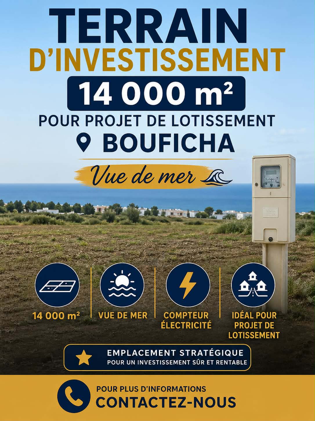 Bou Ficha&nbsp;Sidi Khelifa&nbsp;Terrain&nbsp;Terrain agricole&nbsp;Terrain 14000m pr�s maisons d h�tes k�n � bouficha