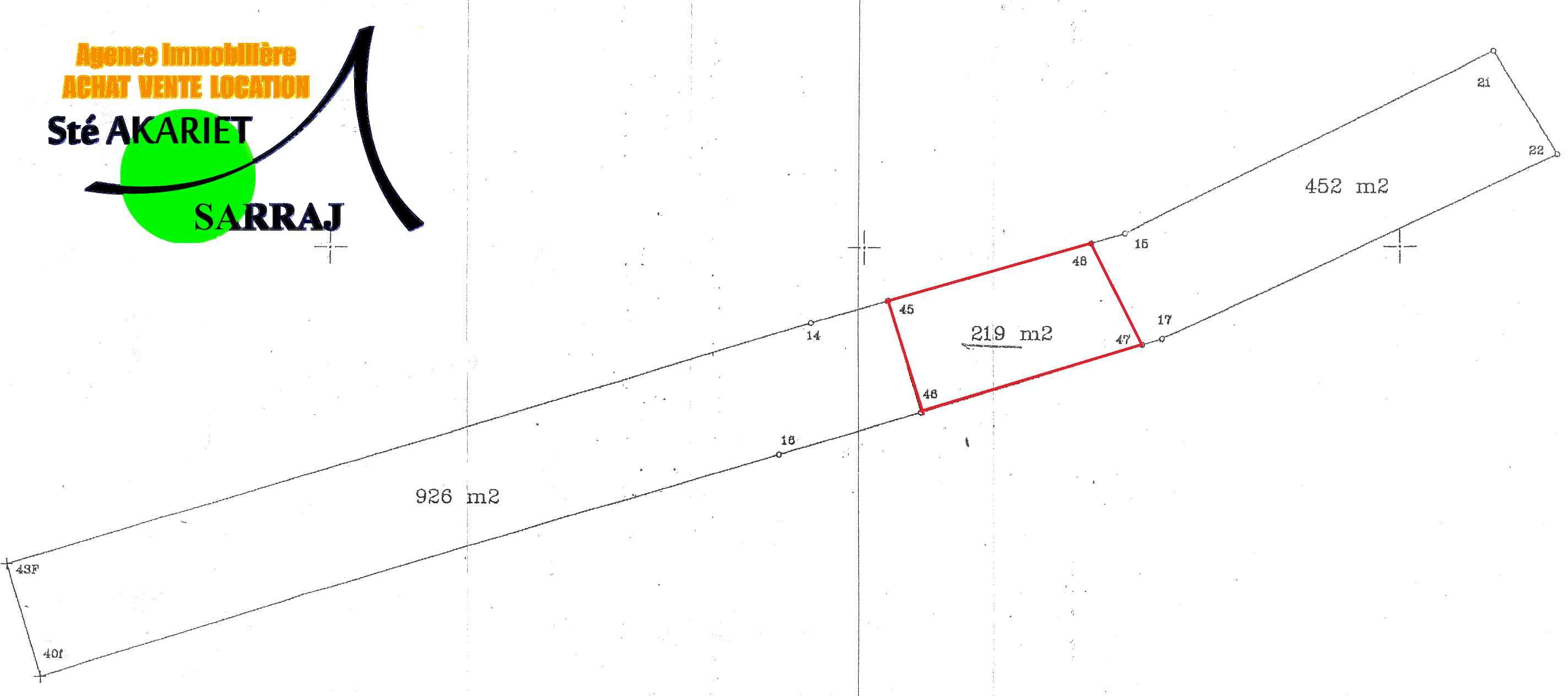 Akouda&nbsp;Chatt Meriem&nbsp;Terrain&nbsp;Terrain nu&nbsp;Lot 219m au 2�me position de la plage chatt mariem