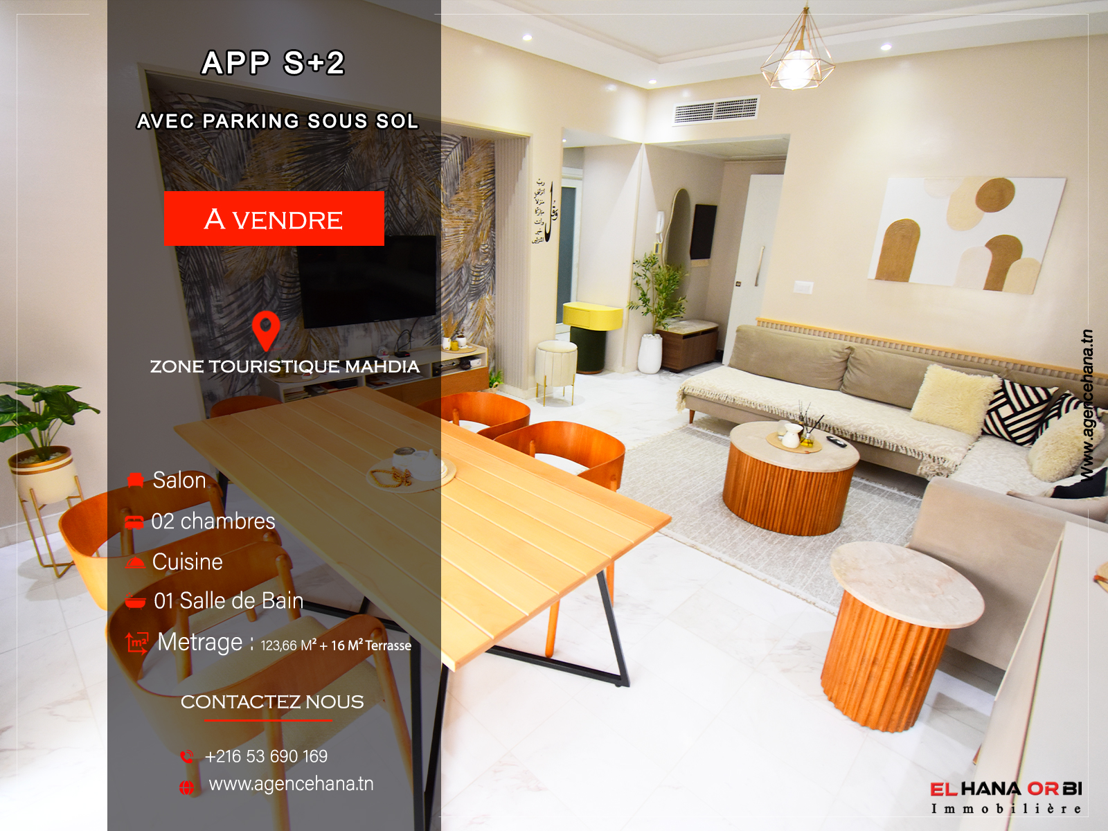 Mahdia&nbsp;Mahdia&nbsp;Vente&nbsp;Appart. 2 pi�ces&nbsp;Appartement s2 meubl� avec parking � mahdia