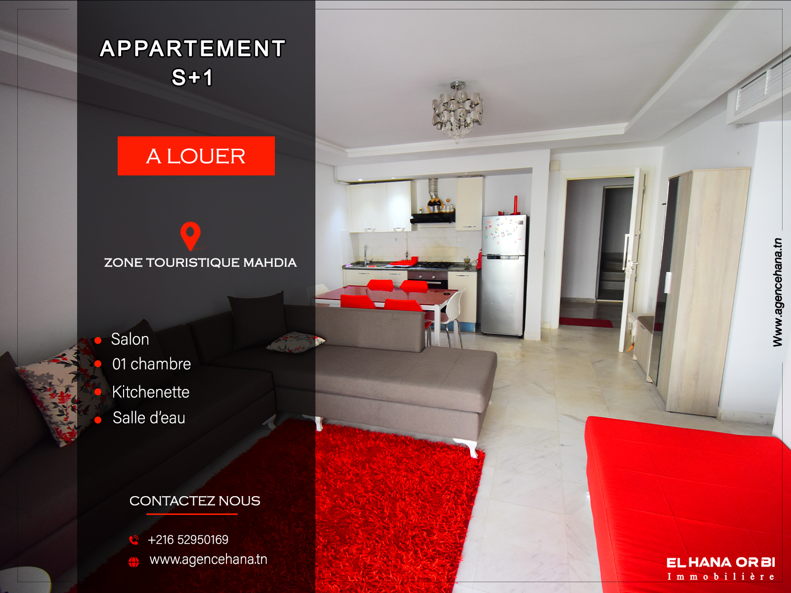 Mahdia&nbsp;Mahdia&nbsp;Location&nbsp;Appart. 1 pi�ce&nbsp;S1 estivale  zone touristique mahdia