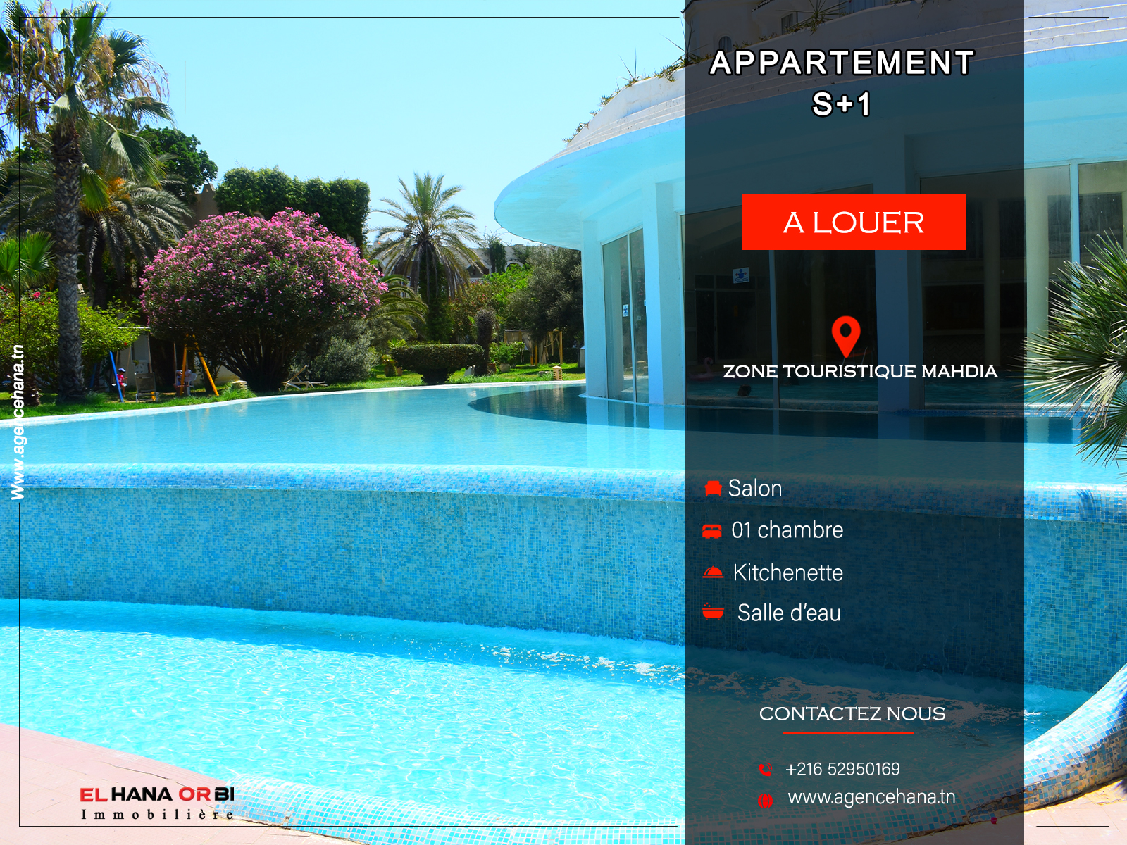 Mahdia&nbsp;Mahdia&nbsp;Location&nbsp;Appart. 1 pi�ce&nbsp;S1 pour vacance mahdia