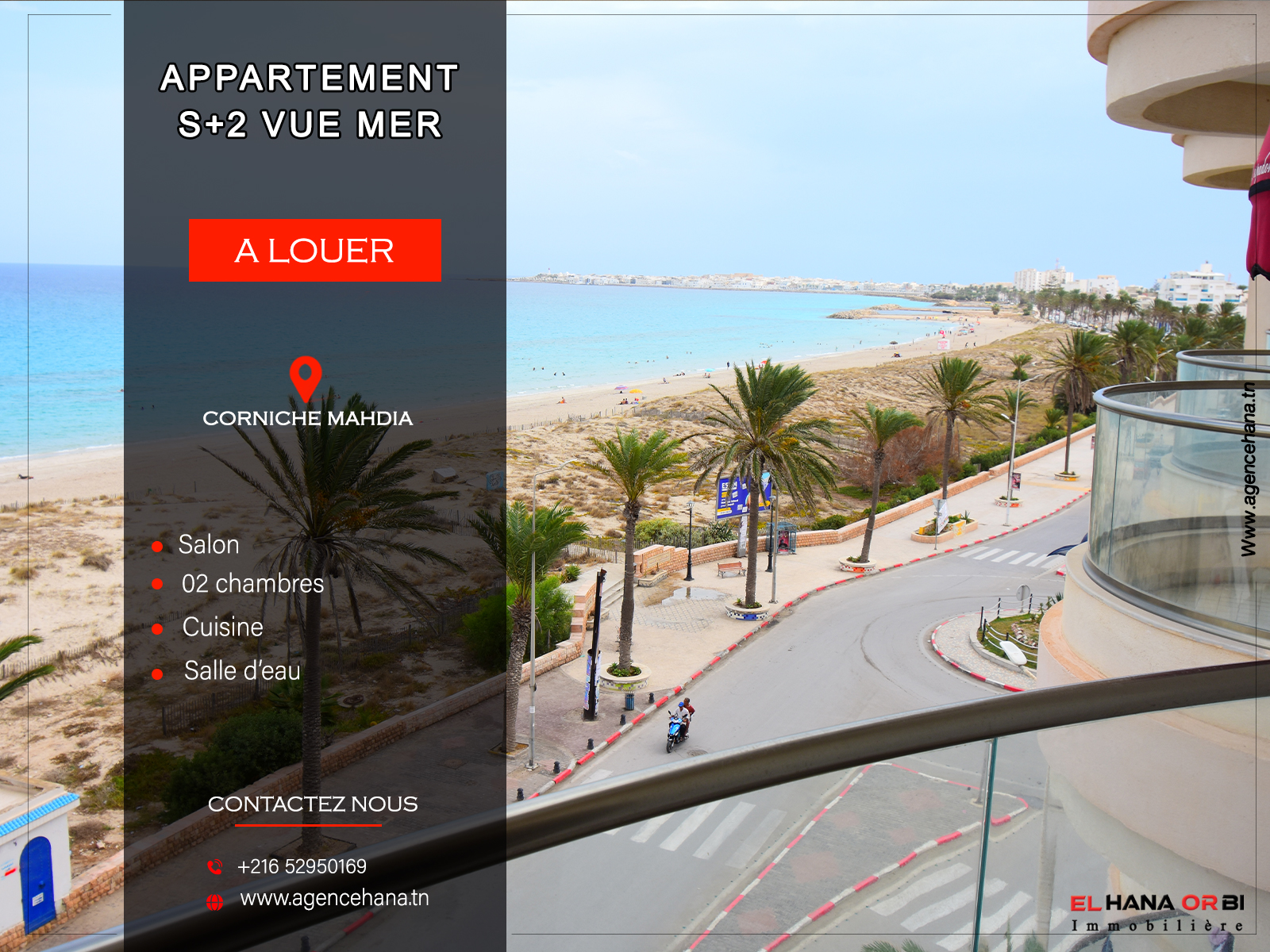 Mahdia&nbsp;Mahdia&nbsp;Location&nbsp;Appart. 2 pi�ces&nbsp;App s2 rz l espadon vue mer pour vacance