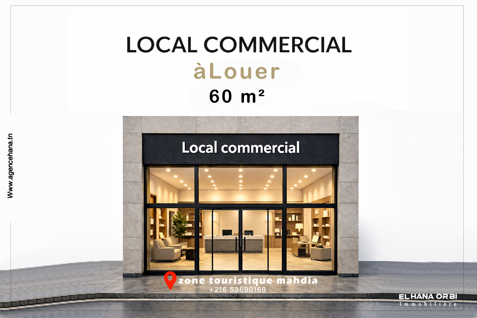 Mahdia&nbsp;Mahdia&nbsp;Bureaux & Commerces&nbsp;Fond de Commerce&nbsp;Local commercial au rdc zone touristique mahdia