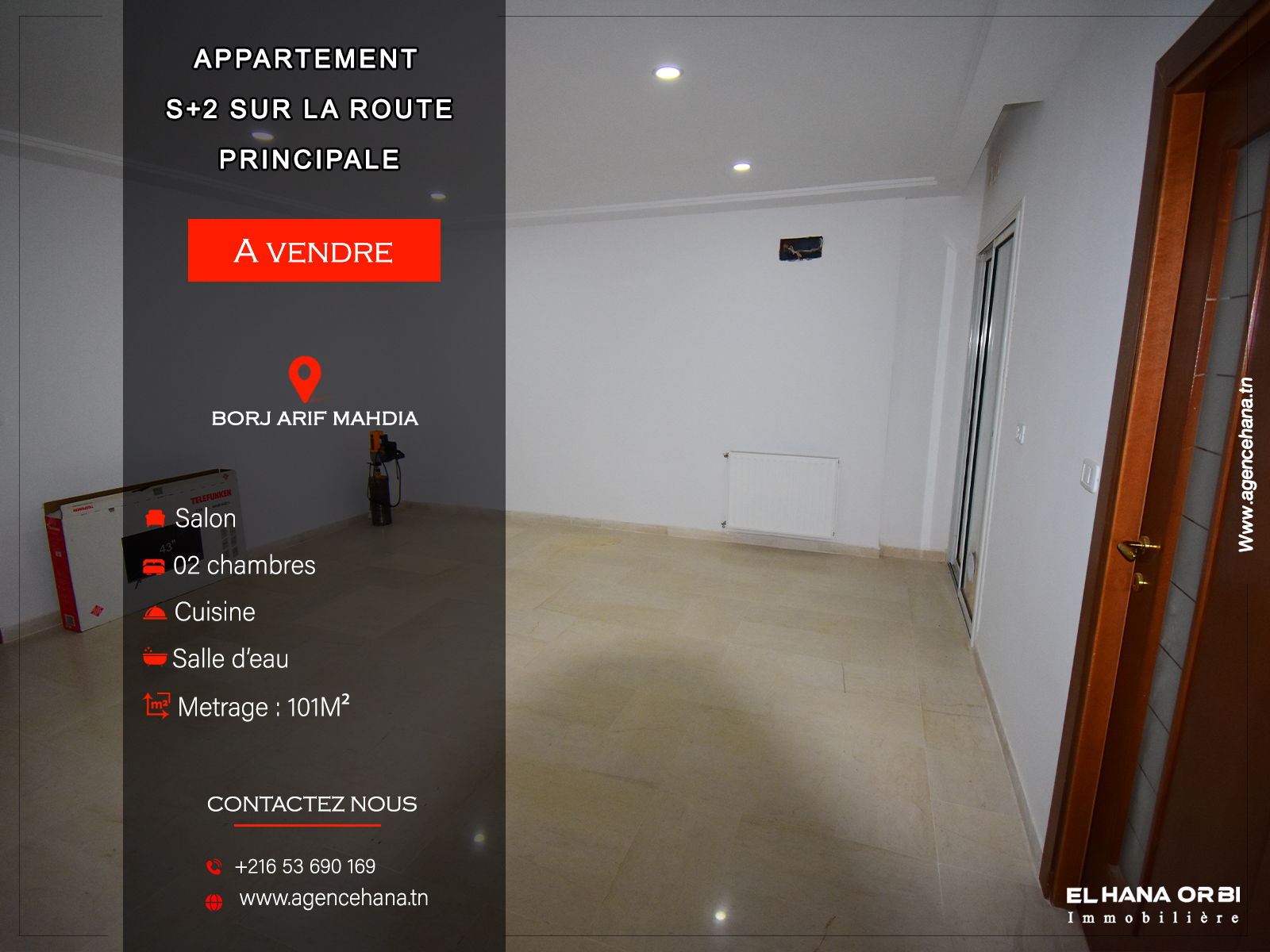 Mahdia&nbsp;Mahdia&nbsp;Vente&nbsp;Appart. 2 pi�ces&nbsp;S2 � borj arif mahdia neuf