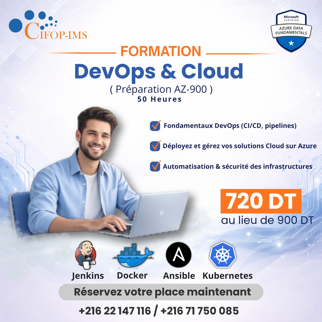 El Menzah&nbsp;El Menzah 1&nbsp;En groupe&nbsp;Autre&nbsp;Formation devops et cloud az 900