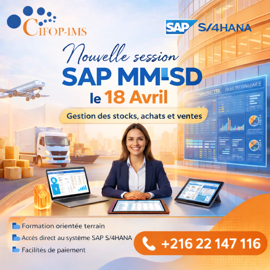 El Menzah&nbsp;El Menzah 1&nbsp;En groupe&nbsp;Autre&nbsp;Formation sap mm sd s4hana