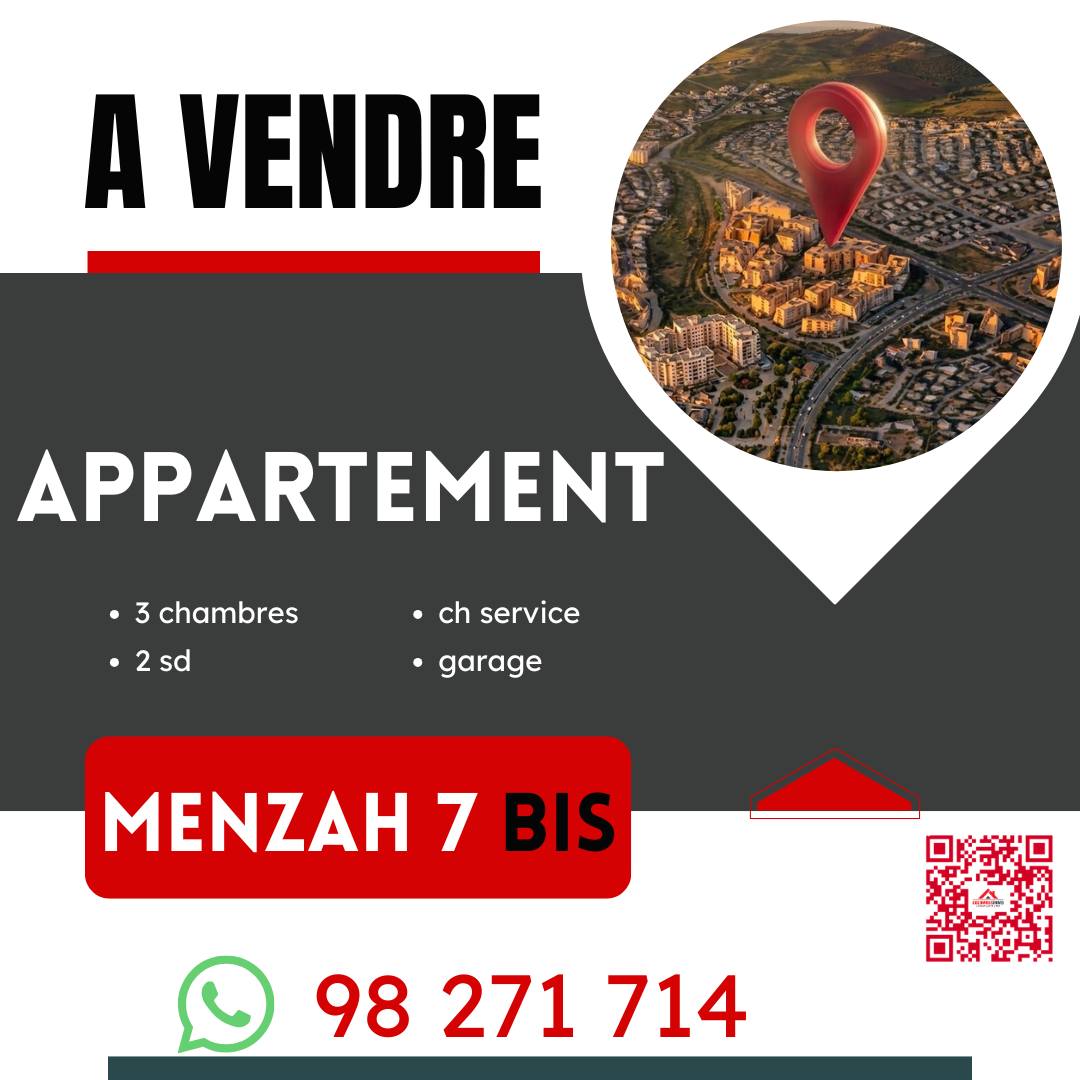 Ariana Ville&nbsp;El Menzah 7&nbsp;Vente&nbsp;Appart. 4 pi�ces&nbsp;Appartement s3 � menzah7 bis