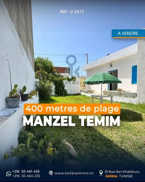 Menzel Temime&nbsp;Menzel Temime&nbsp;Vente&nbsp;Appart. 2 pi�ces&nbsp;Villa a 400 m de la plage manzel tmim