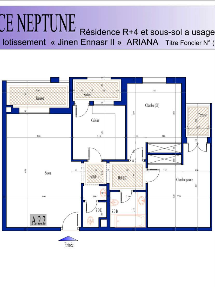 Ariana Ville&nbsp;Cite Ennasr 2&nbsp;Vente&nbsp;Appart. 3 pi�ces&nbsp;Superbe appartement s2 quartier r�sidentiel calme
