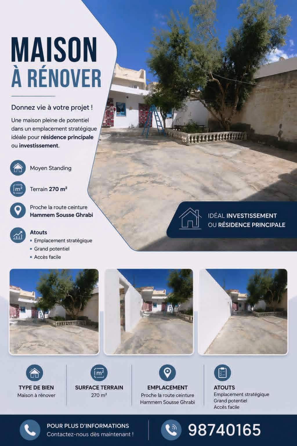 Hammam Sousse&nbsp;Hammam Sousse Gharbi&nbsp;Vente&nbsp;Maisons&nbsp;Maison � r�nover proche la route ceinture