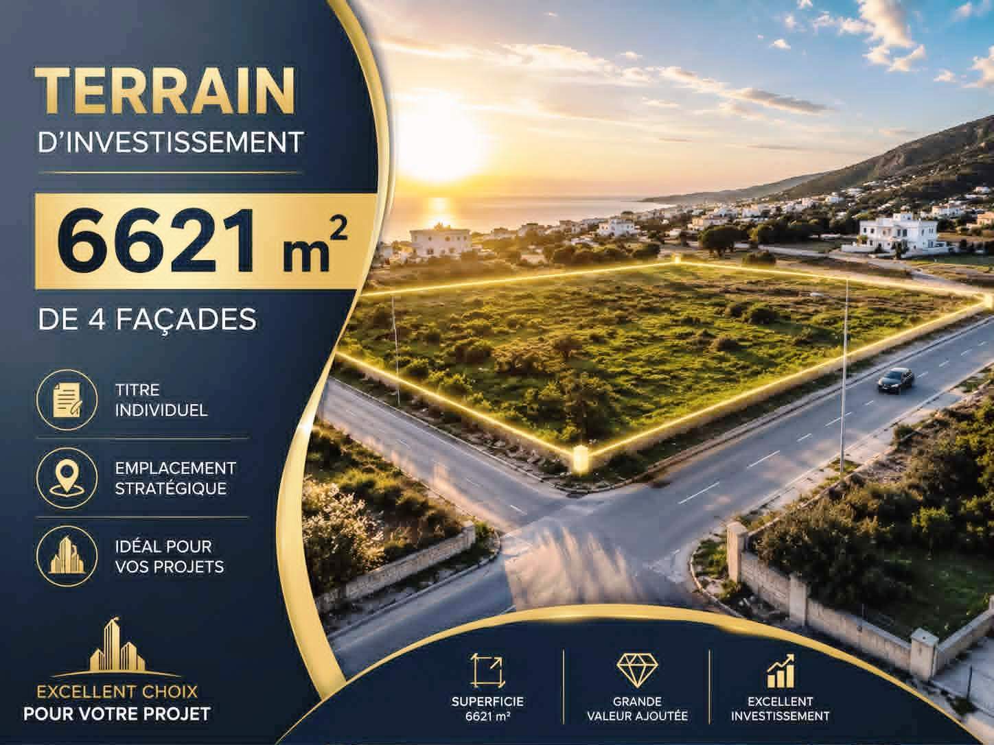 Sousse Jaouhara&nbsp;Khezama Ouest&nbsp;Terrain&nbsp;Terrain nu&nbsp;Id�al pour vos projet terrain 6621m khzema ouest