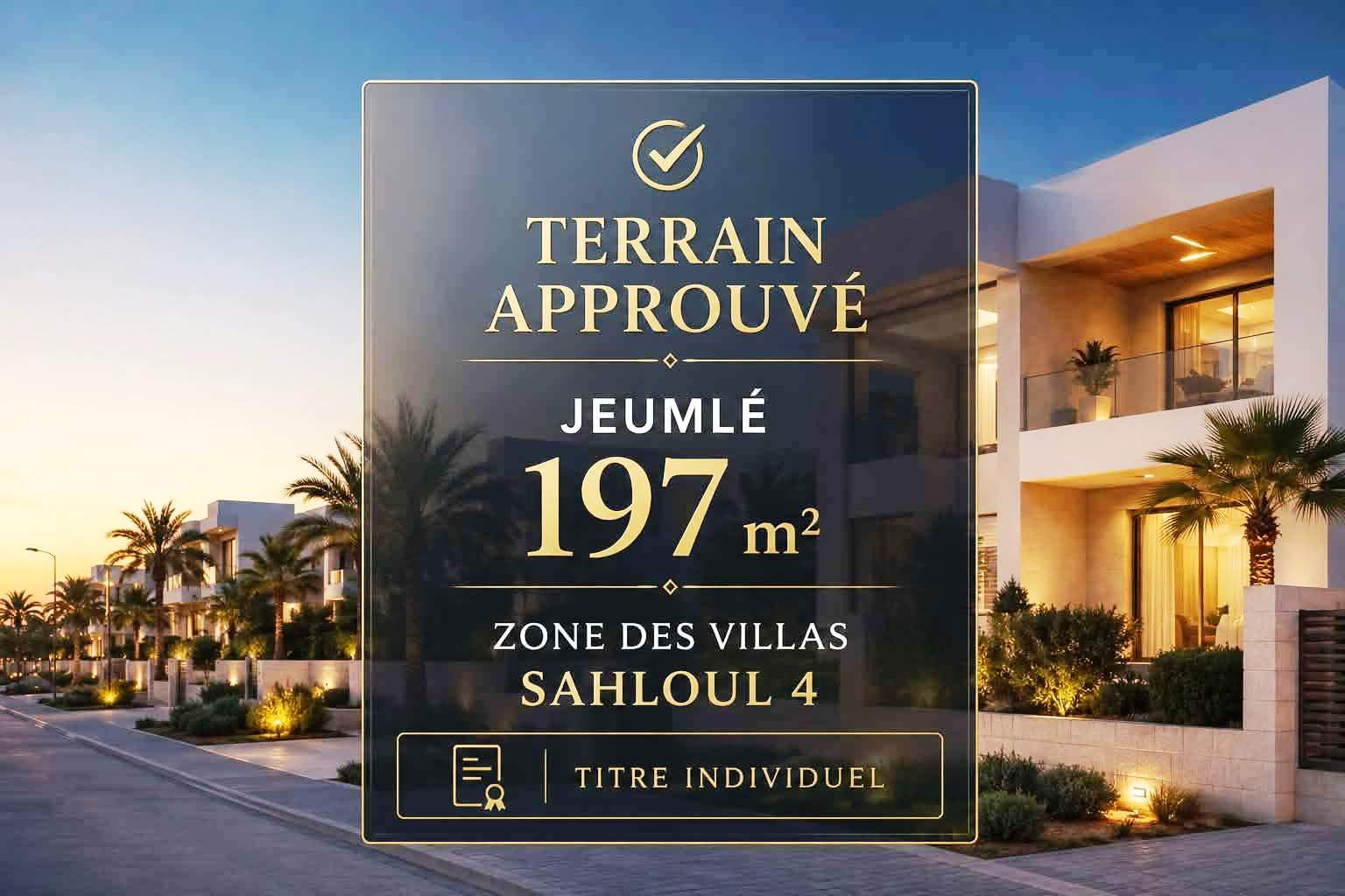 Sousse Jaouhara&nbsp;Sahloul&nbsp;Terrain&nbsp;Terrain nu&nbsp;Terrain approuv� jumel� 197m � sahloul 4