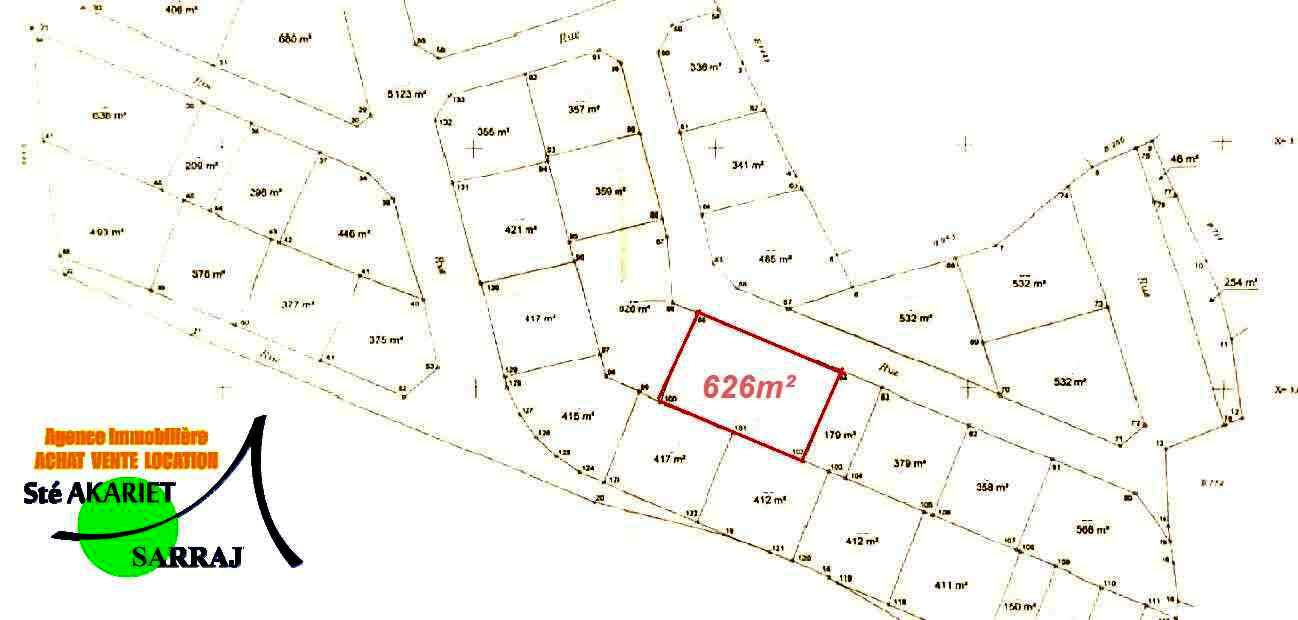 Hergla&nbsp;Hergla&nbsp;Terrain&nbsp;Terrain nu&nbsp;Terrain approuv� 626m � 200m de la plage hergla