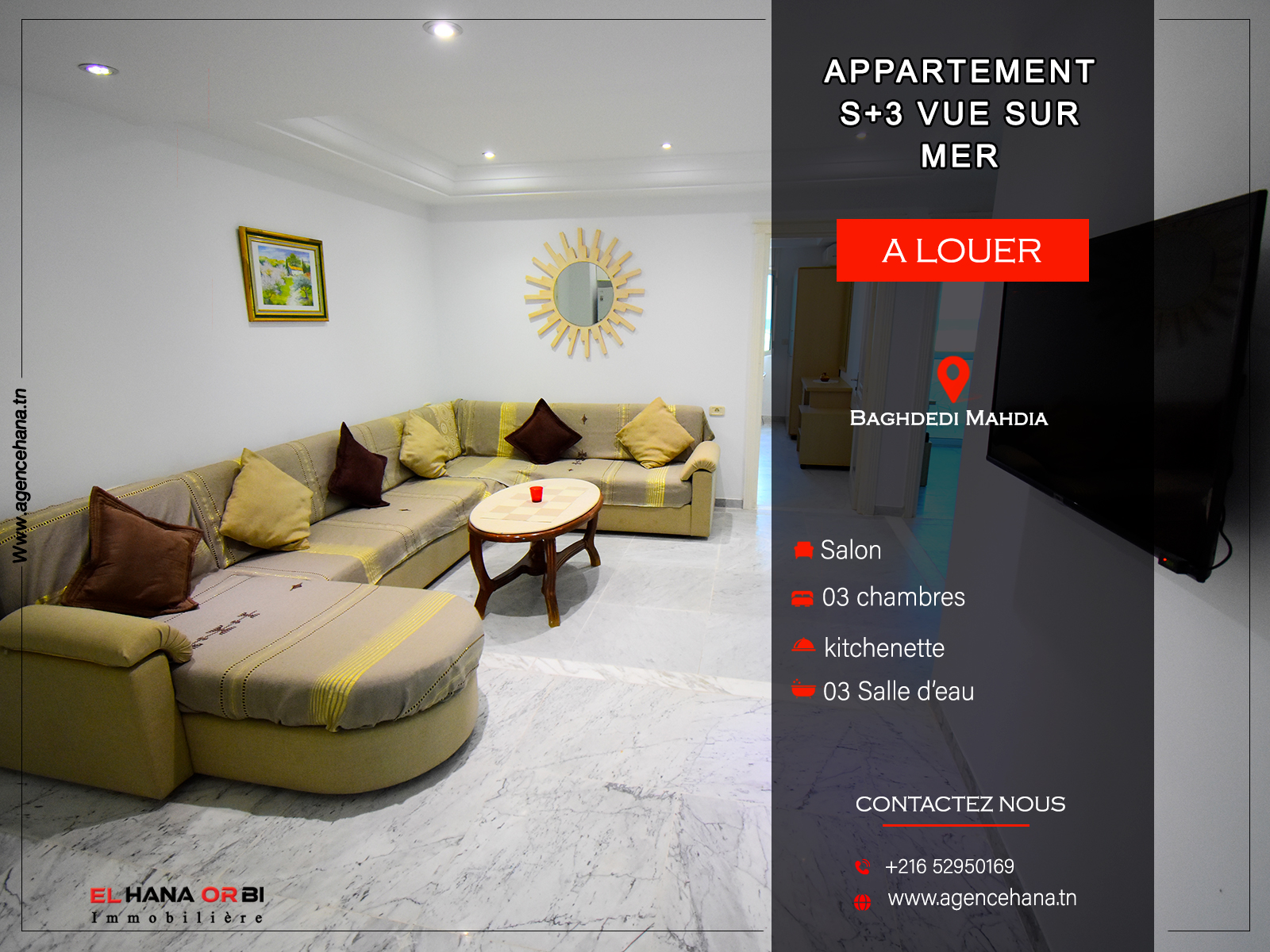 Mahdia&nbsp;Mahdia&nbsp;Location vacances&nbsp;Appart. 3 pi�ces&nbsp;App s3 vue sur mer pour vacance baghdedi mahdia