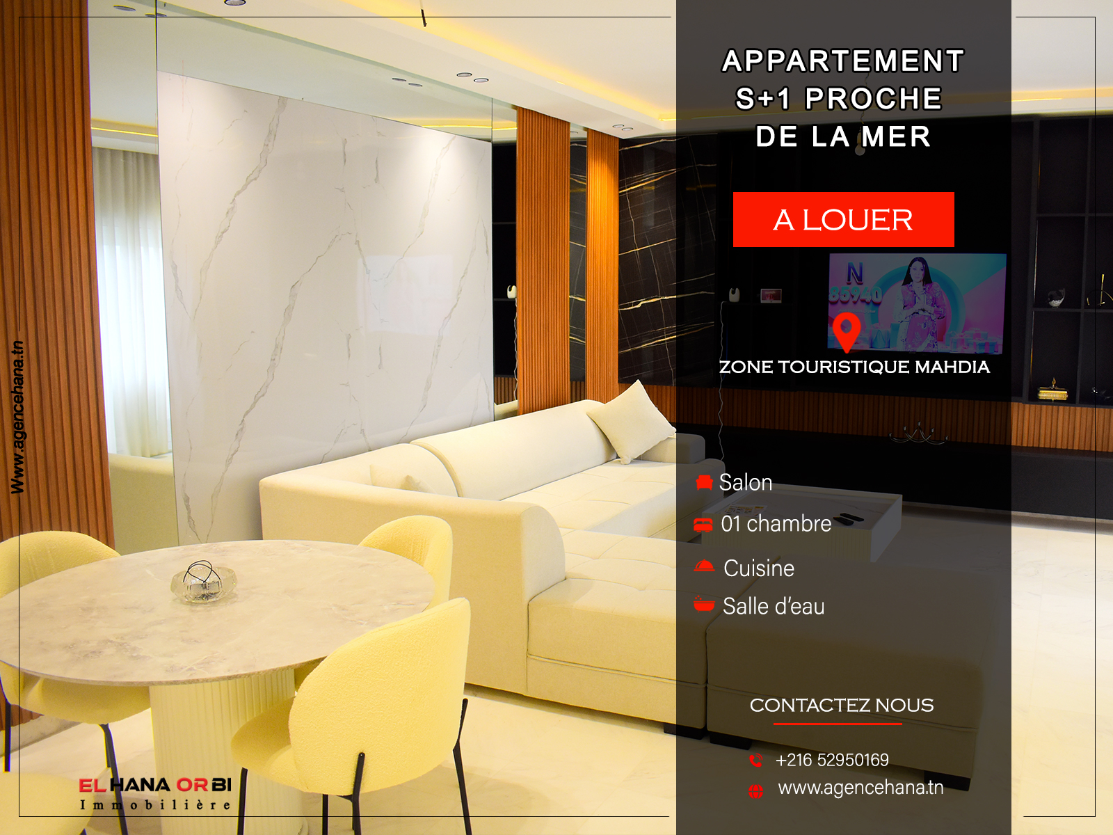 Mahdia&nbsp;Mahdia&nbsp;Location vacances&nbsp;Appart. 1 pi�ce&nbsp;Vacance s1 neuf rz fatimides mahdia