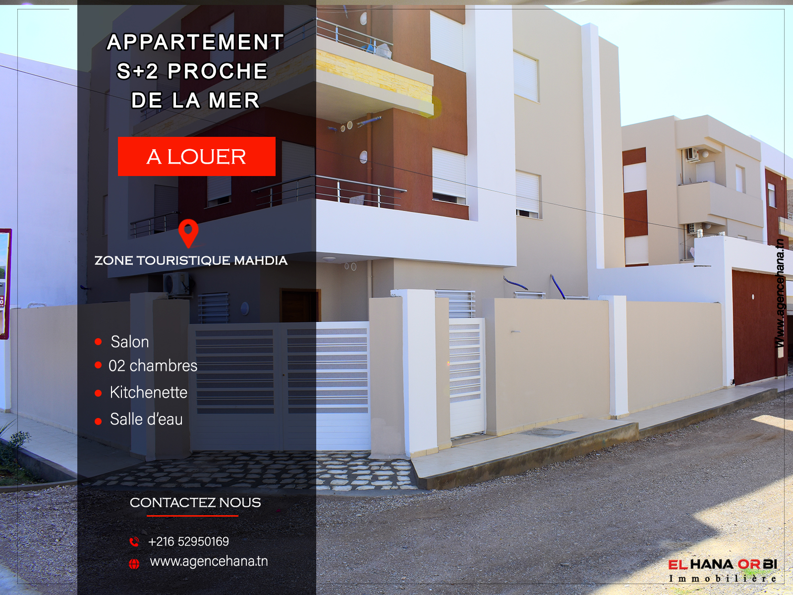 Mahdia&nbsp;Mahdia&nbsp;Location vacances&nbsp;Appart. 2 pi�ces&nbsp;S2 rz azur baghdedi