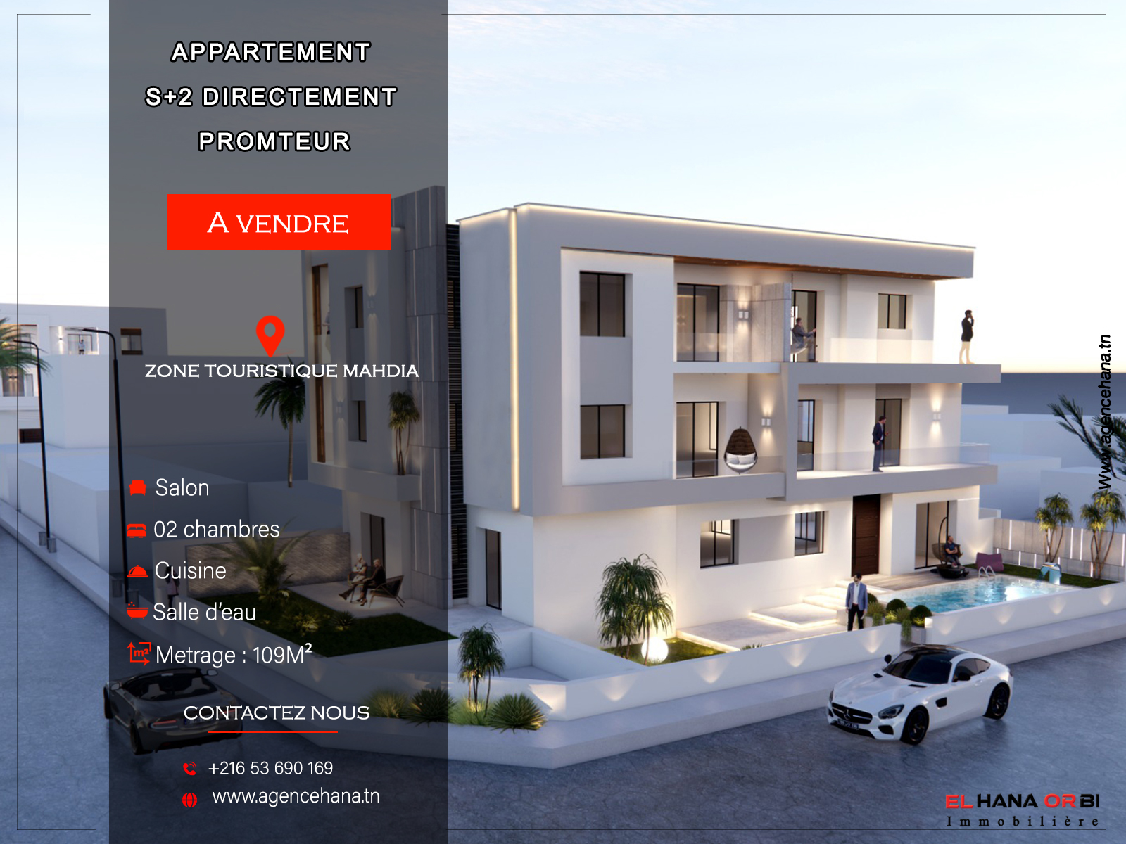 Mahdia&nbsp;Mahdia&nbsp;Vente&nbsp;Appart. 2 pi�ces&nbsp;S2  � zone touristique mahdia