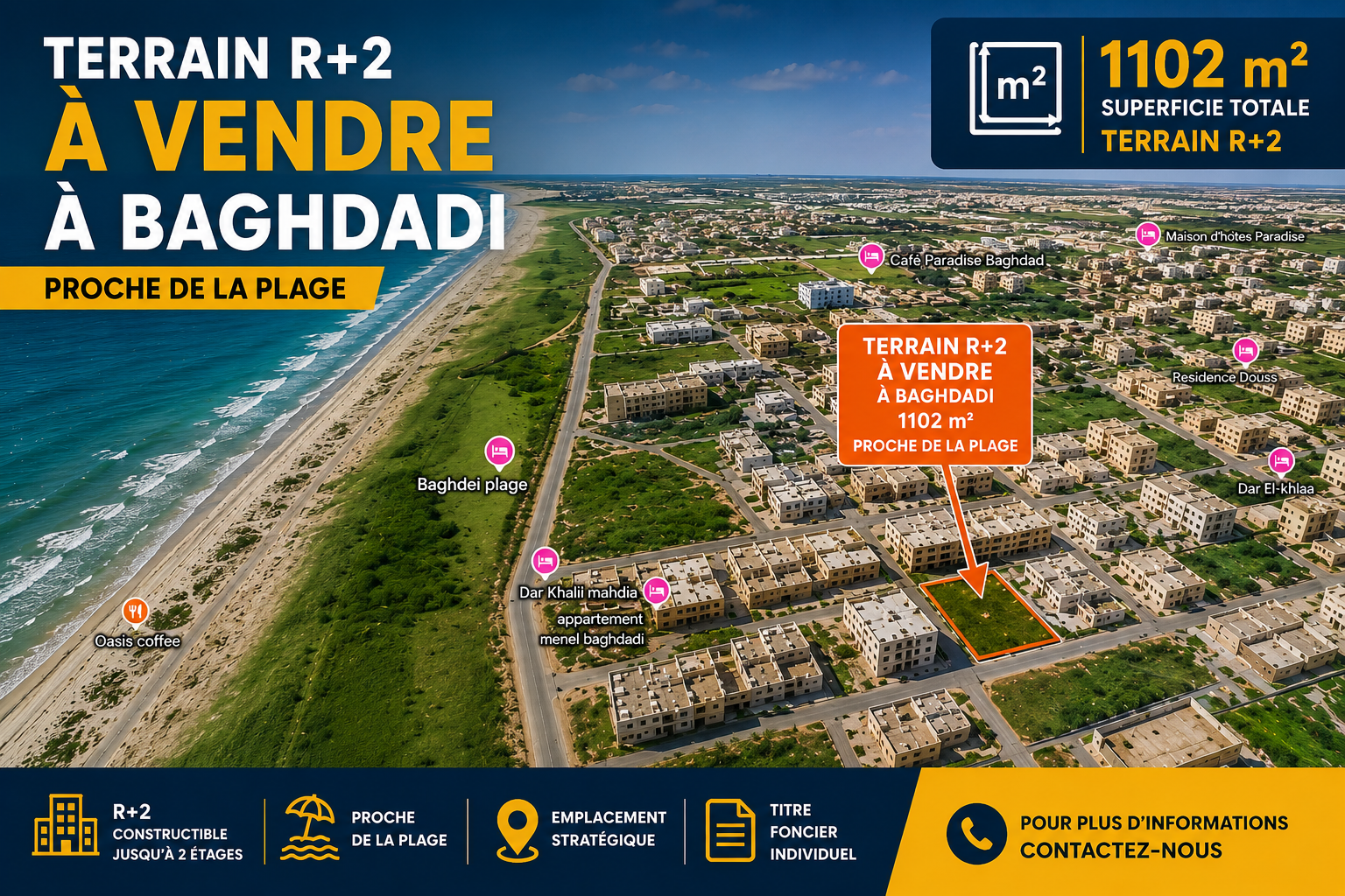 Mahdia&nbsp;Mahdia&nbsp;Terrain&nbsp;Terrain nu&nbsp;Terrain  proche de la plage � baghdedi mahdia