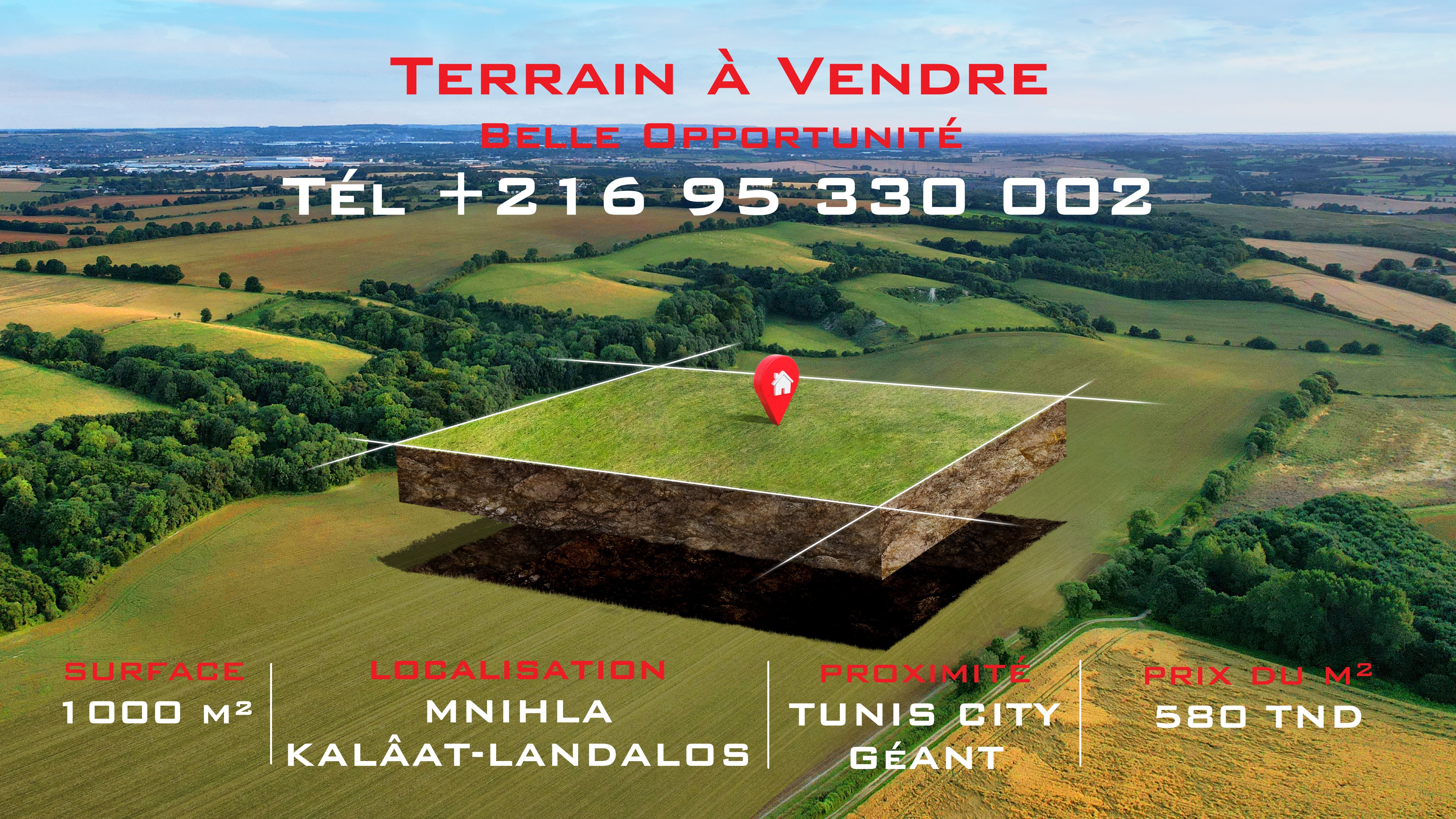 Mnihla&nbsp;Mnihla&nbsp;Terrain&nbsp;Terrain nu&nbsp;Terrain 1000 m2  � jinen ennahli  mnihla  ariana