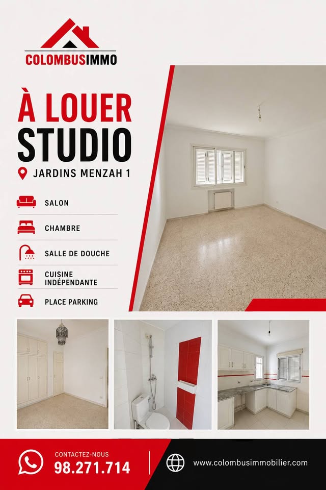 Mnihla&nbsp;Jardins d'el Menzah&nbsp;Location&nbsp;Appart. 2 pi�ces&nbsp;Studio � jardin d'el menzah1