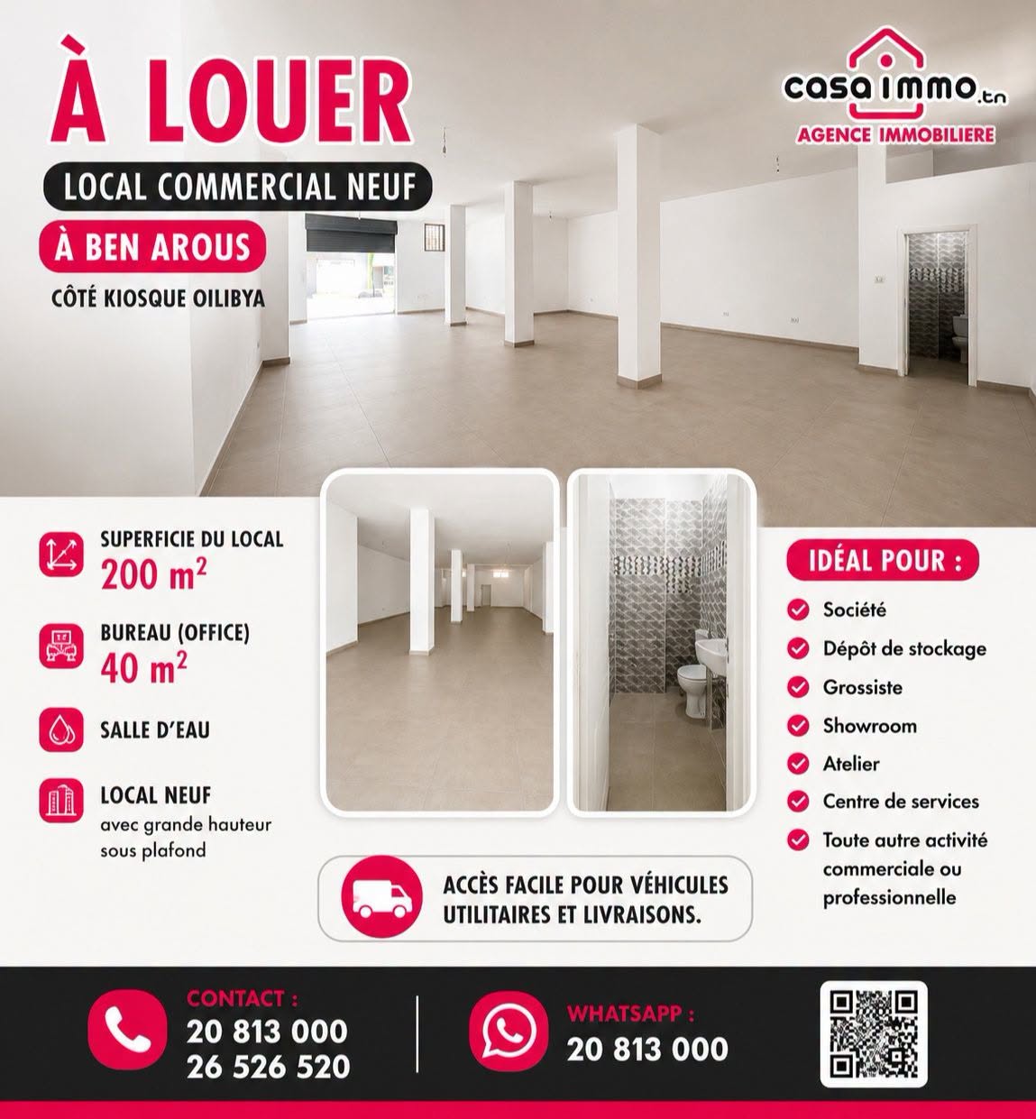 Ben Arous&nbsp;Ben Arous&nbsp;Bureaux & Commerces&nbsp;Surfaces&nbsp;Local commercial a ben arous