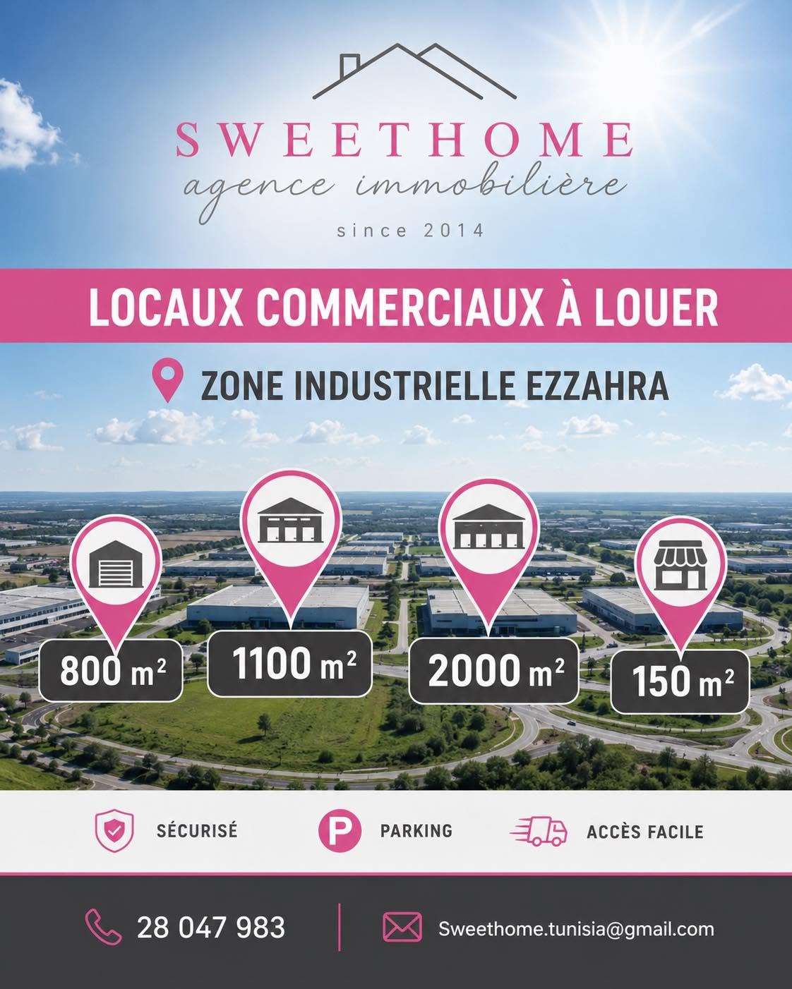 Ezzahra&nbsp;Cite Industrielle&nbsp;Bureaux & Commerces&nbsp;Surfaces&nbsp;Locaux commerciaux � ezzahra