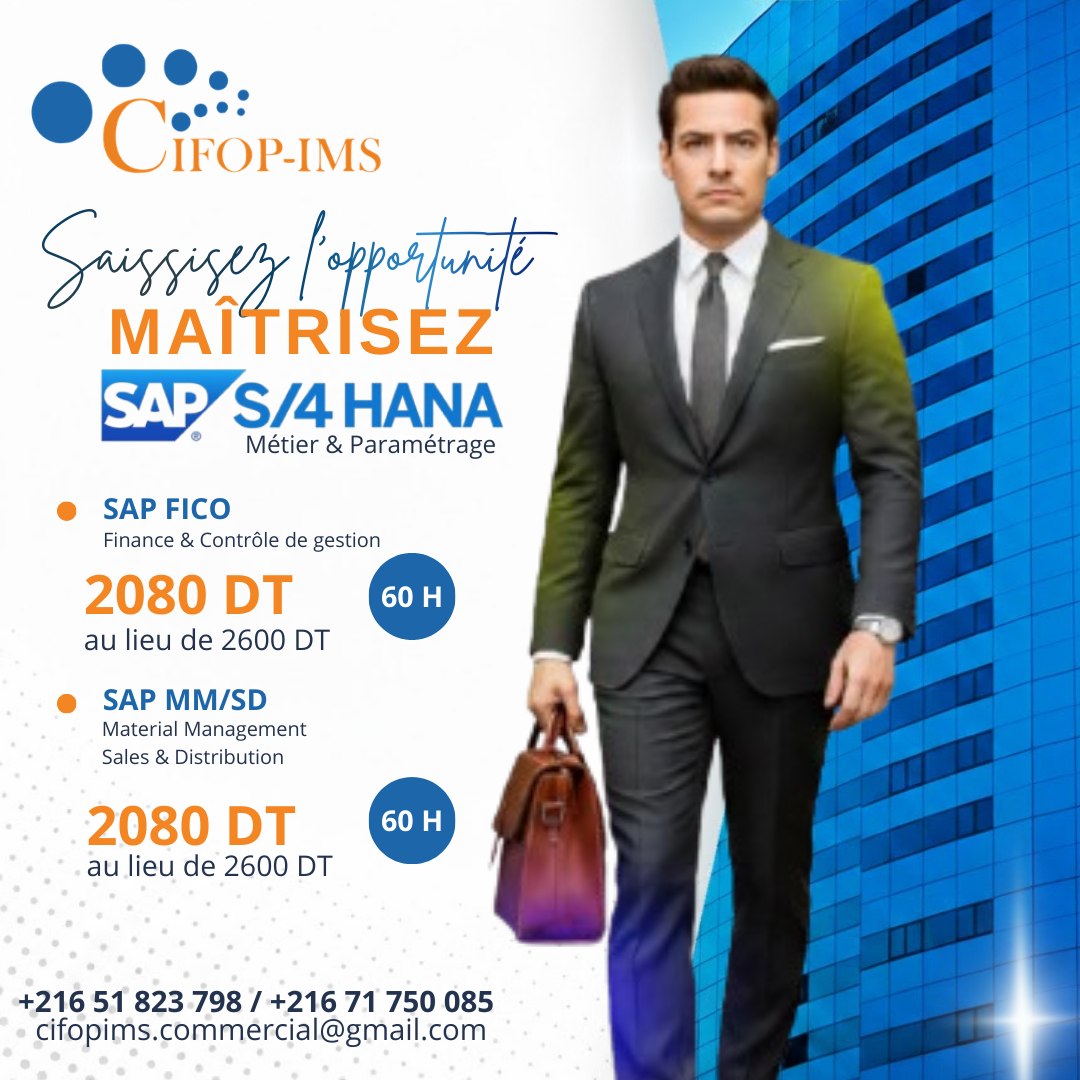El Menzah&nbsp;El Menzah 1&nbsp;En groupe&nbsp;Autre&nbsp;Formation sap s 4hana