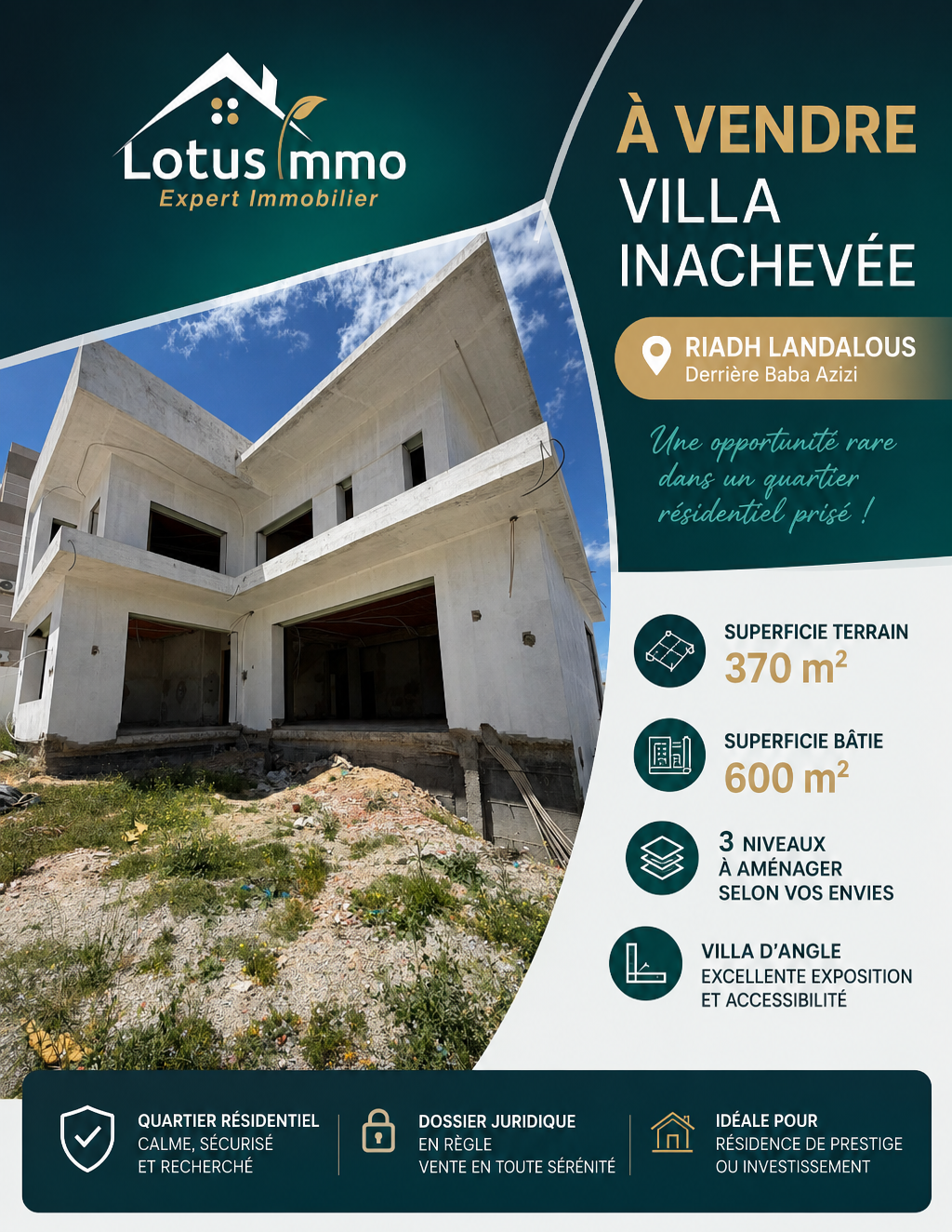 Ariana Ville&nbsp;Riadh Landlous&nbsp;Vente&nbsp;Maisons&nbsp;Villa inachev�e � riadh landalous