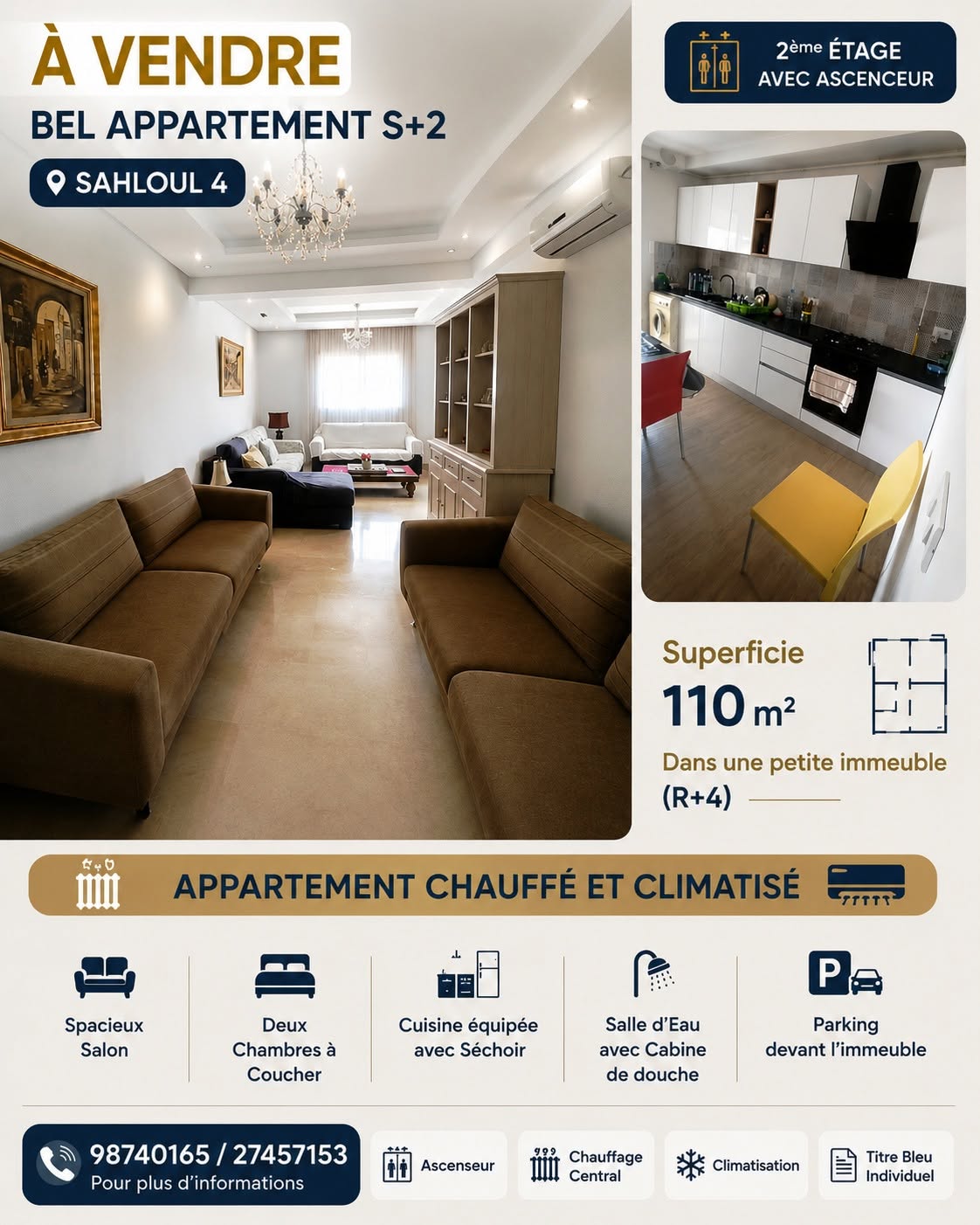 Sousse Jaouhara&nbsp;Sahloul&nbsp;Vente&nbsp;Appart. 3 pi�ces&nbsp;Ne rater pas appartement de type s2 � sahloul 4