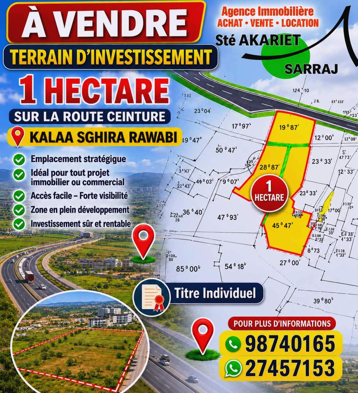 Kalaa Essghira&nbsp;Kalaa Essghira&nbsp;Terrain&nbsp;Terrain agricole&nbsp;Lot d'invesstisement hectare � kalaa sghira rawabi