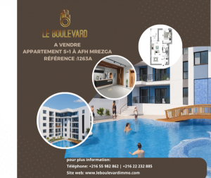 Nabeul&nbsp;Cite Universitaire&nbsp;Vente&nbsp;Appart. 1 pi�ce&nbsp;A  appartement s1 58m  afh ref1263a