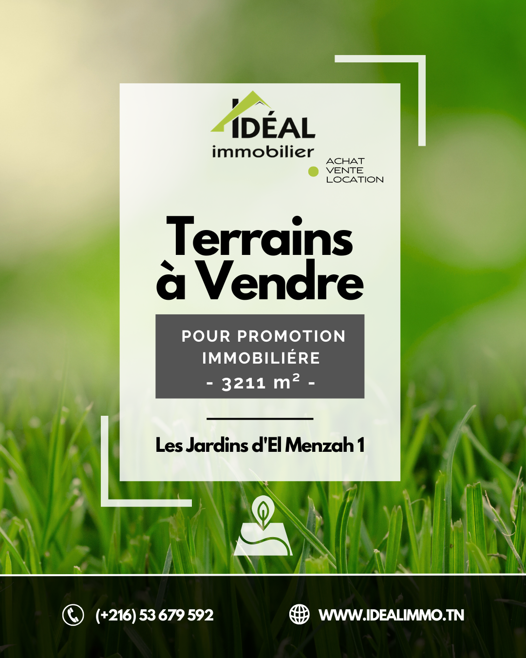 Mnihla&nbsp;Jardins d'el Menzah&nbsp;Terrain&nbsp;Terrain nu&nbsp;Av terrain 3211m2 jardin menzah1