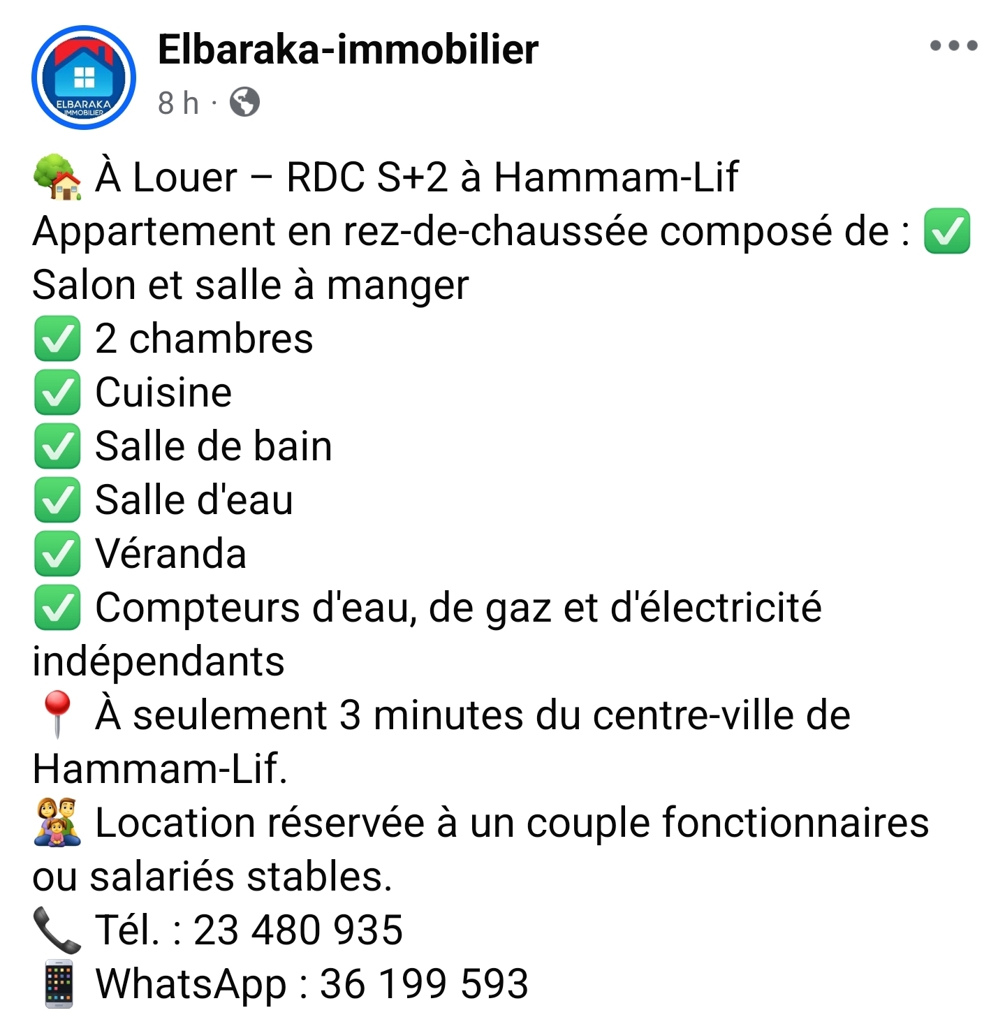 Hammam Lif&nbsp;Hammam Lif&nbsp;Location&nbsp;Maisons&nbsp;Rdc s2 � hammamlif 700dt