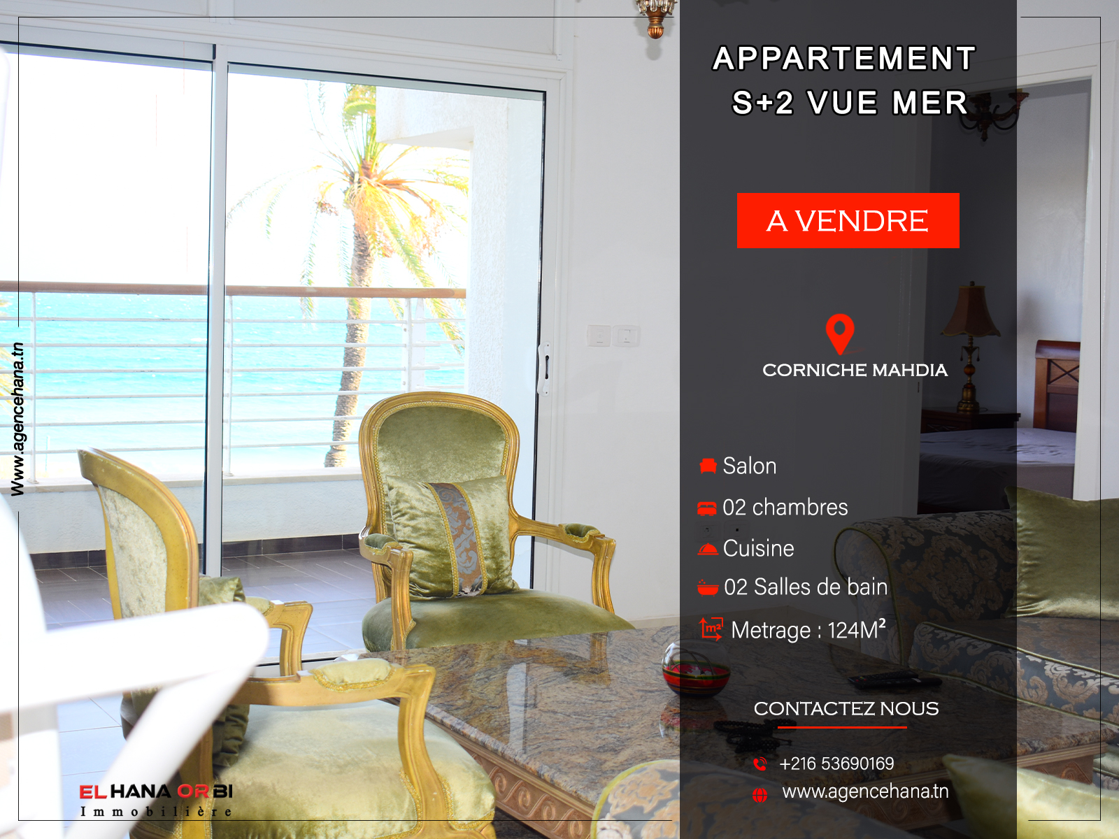 Mahdia&nbsp;Mahdia&nbsp;Vente&nbsp;Appart. 2 pi�ces&nbsp;S2 corniche mahdia