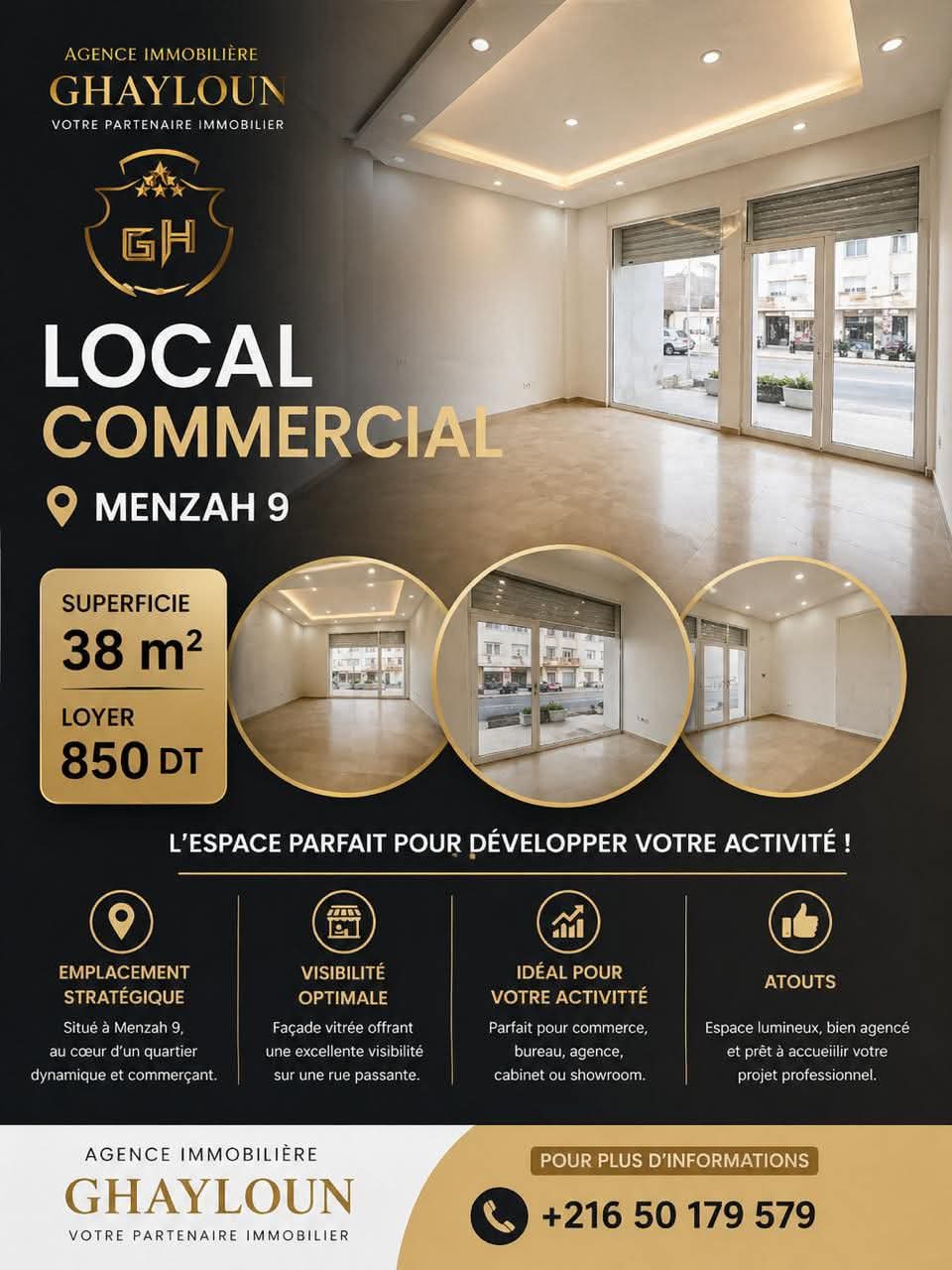 El Menzah&nbsp;El Menzah 9&nbsp;Bureaux & Commerces&nbsp;Surfaces&nbsp;Local commercial au coeur menzah 9