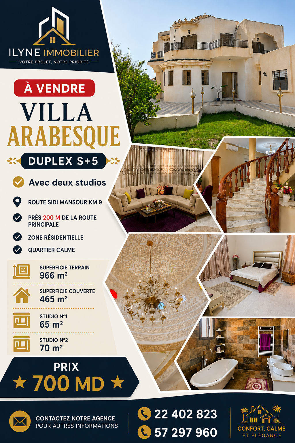 Sfax Ville&nbsp;Sfax&nbsp;Vente&nbsp;Duplex&nbsp;Villa arabesque duplex  route sidi mansour km 9