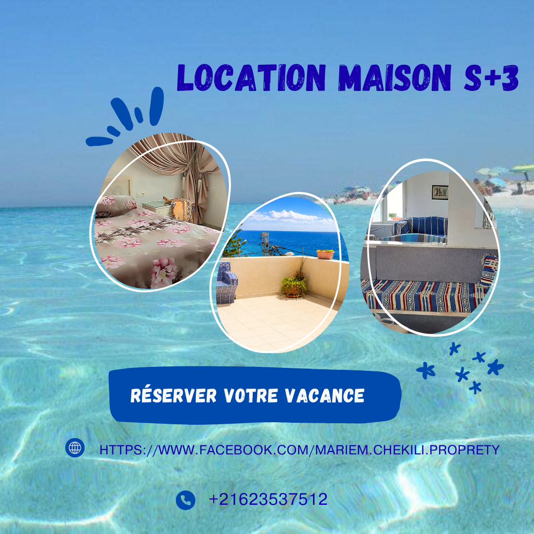Kelibia&nbsp;Kelibia&nbsp;Location&nbsp;Appart. 3 pi�ces&nbsp;Maison s 3 vue de mer k�libia route mansourah