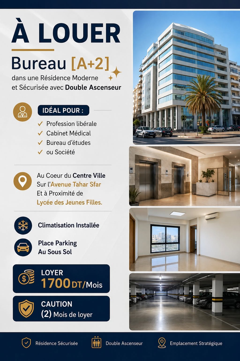 Sousse Ville&nbsp;Sousse&nbsp;Bureaux & Commerces&nbsp;Bureau&nbsp;Bureau haut standing au centre ville de sousse